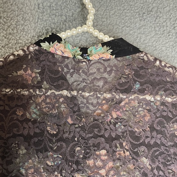 Truth NYC Blouse Womens 3X  Black Floral Peplum Long Sleeve Sheer Lace Romantic - Picture 7 of 15